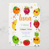 AdorableFruit zum Geburtstag Einladung (Vorne/Hinten)