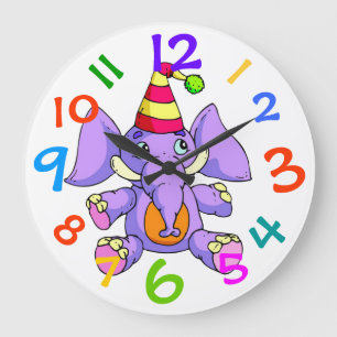 AdorablePurple Elephant Wall Clock Kinderzimmer Große Wanduhr
