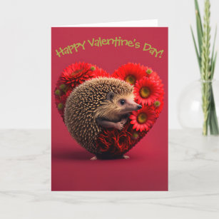 Adorabler Igel mit Blume zum Valentinstag Feiertagskarte