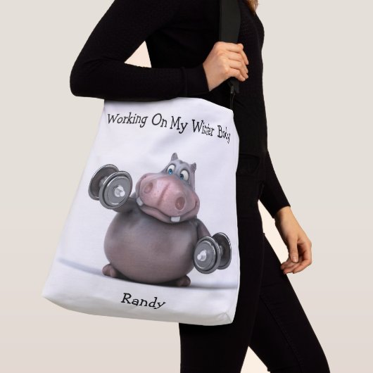 Adorables 3D Hippo Lifting Gewichte Tragetaschen Mit Langen Trägern (Von Nahem)
