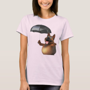 Adorables 3D Niedlicher Hund mit Schirm T-Shi T-Shirt