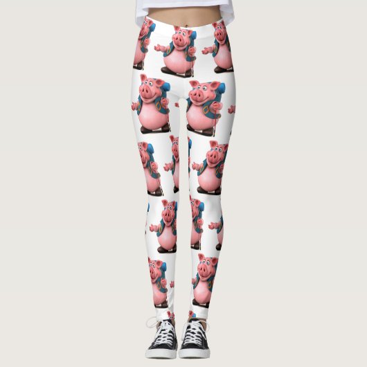 Adorables 3D Universe Pig BackPacker Leggings (Vorderseite)