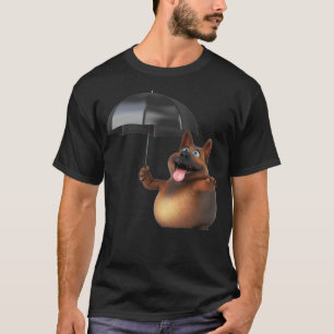 Adorables 3D Universum Süßer Hund Mit Regenschirm T-Shirt