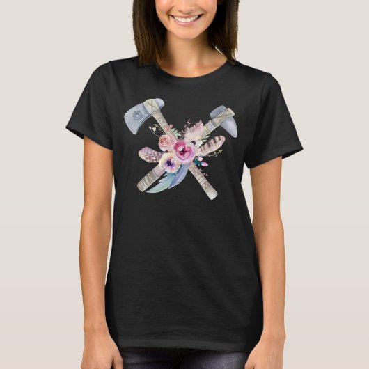 Adorables Bohemisch Tomahawk & Feathers T-Shirt (Vorderseite)
