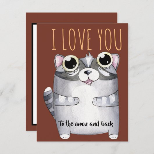 Adorables Cartoon Raccoon I Liebe You (Vorne/Hinten)