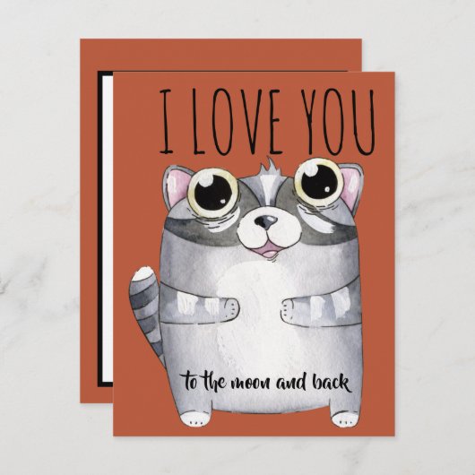 Adorables Cartoon Raccoon I Liebe You (Vorne/Hinten)