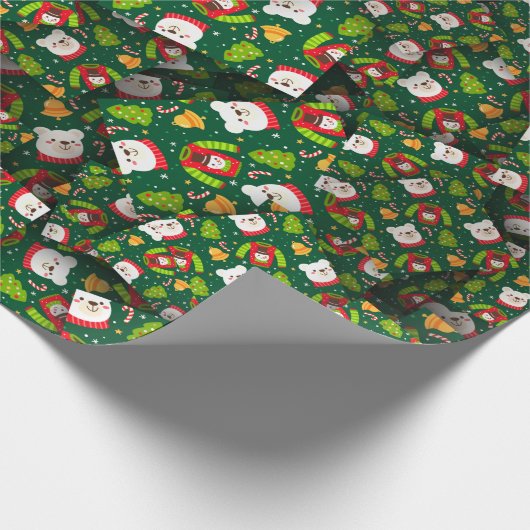 Adorables Christmas [3D] Bären Sweaters and Trees Geschenkpapier (Ecke)