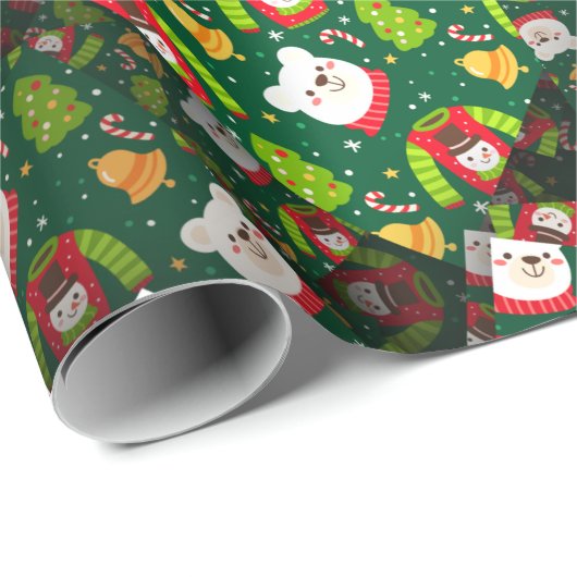 Adorables Christmas [3D] Bären Sweaters and Trees Geschenkpapier (Rolleneckpunkt)