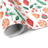 Adorables Christmas Aquarellnuancen und Ornamente Geschenkpapier (Rolleneckpunkt)