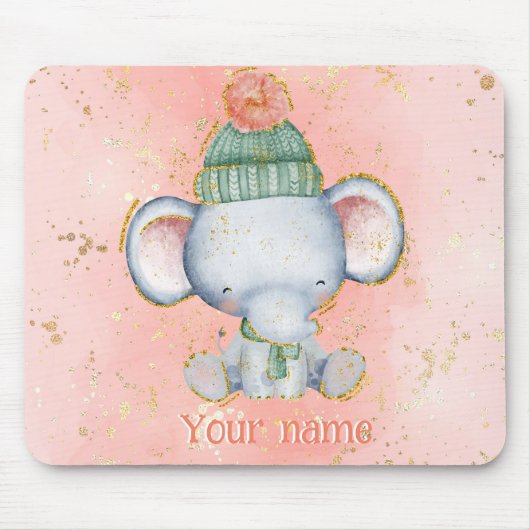 Adorables Christmas Baby Elephant Mousepad (Vorne)