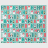 Adorables Christmas Ho Ho Ho Santas und Pinguine Geschenkpapier (Flach)