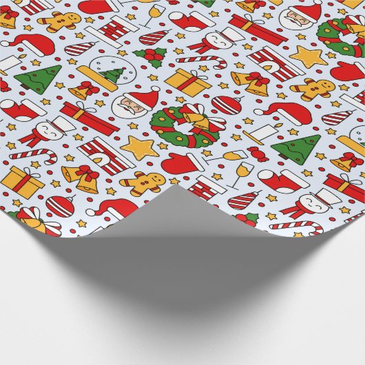 Adorables Christmas Santas und Lebkuchen Männer Geschenkpapier (Ecke)