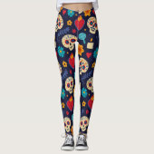Adorables Day of the Dead Calavara Style Yoga Leggings (Vorderseite)