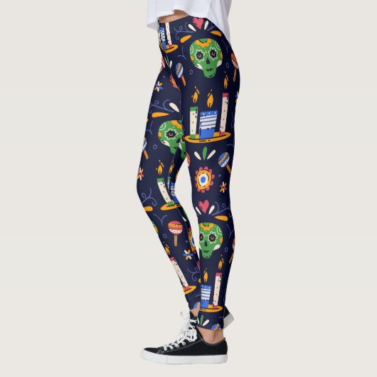 Adorables Day of the Dead Calavara Style Yoga Leggings (Links)