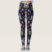 Adorables Day of the Dead Calavara Style Yoga Leggings (Vorderseite)