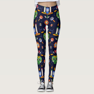 Adorables Day of the Dead Calavara Style Yoga Leggings