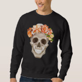 Adorables Day of the Dead Skull Calavara Blume Sweatshirt (Vorderseite)