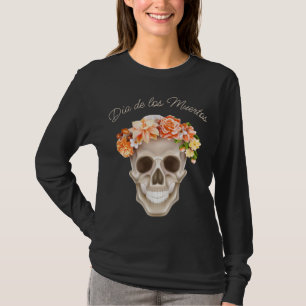 Adorables Day of the Dead Skull Calavara Blume T-Shirt