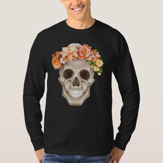 Adorables Day of the Dead Skull Calavara Blume T T-Shirt (Vorderseite)