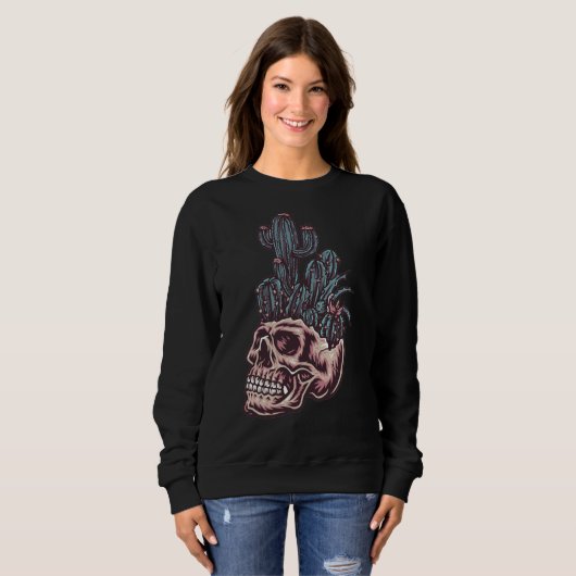 Adorables Day of the Dead Skull with Cactus Sweatshirt (Vorne ganz)