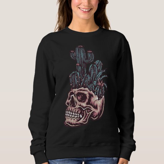 Adorables Day of the Dead Skull with Cactus Sweatshirt (Vorderseite)