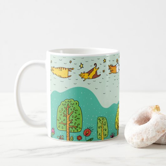 Adorables Flying Cats Kaffeetasse (Mit Donut)
