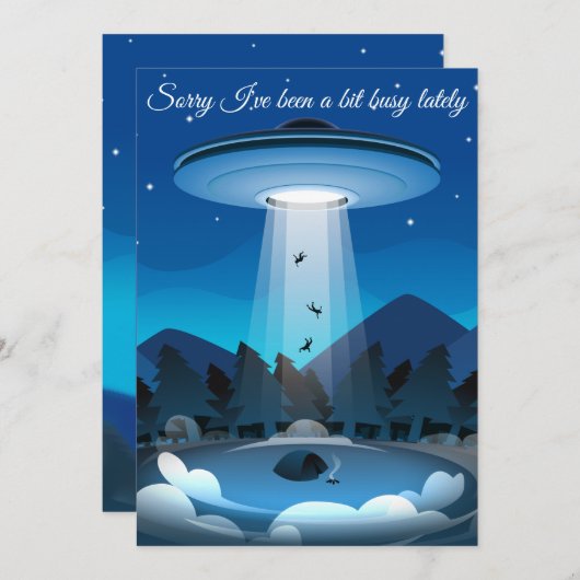 Adorables Funny UFO Abduction Card Dankeskarte (Vorne/Hinten)