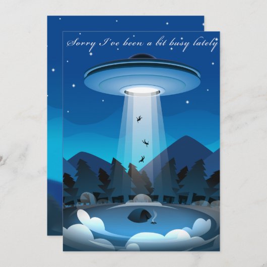 Adorables Funny UFO Abduction Card Dankeskarte (Vorne/Hinten)