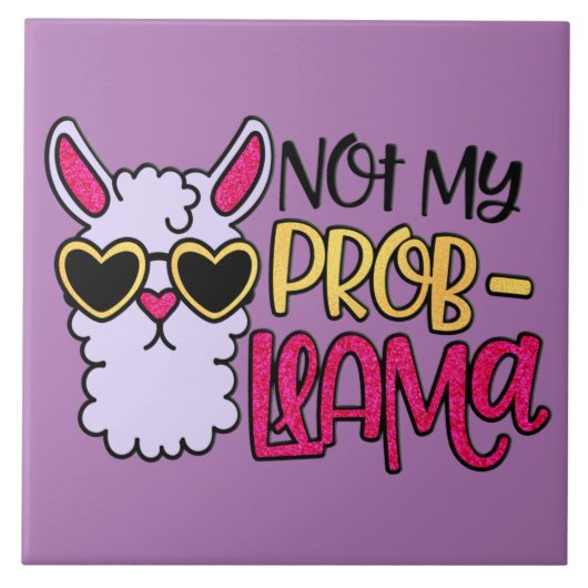 Adorables Lama Liebe Nicht mein Probllama Lila Fliese (Vorderseite)