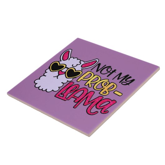 Adorables Lama Liebe Nicht mein Probllama Lila Fliese (Seite)