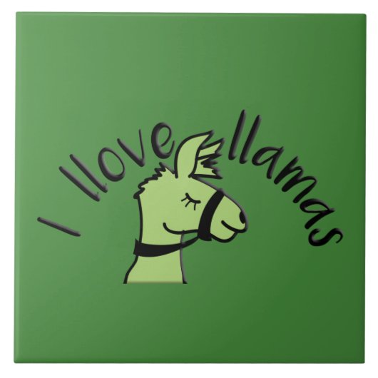 Adorables Llama Liebe I Llove Llamas Green Fliese (Vorderseite)