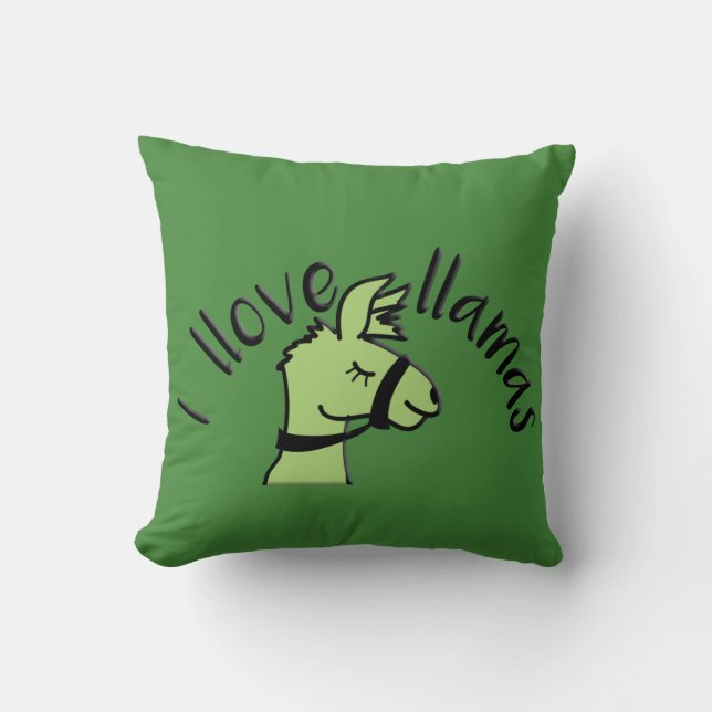 Adorables Llama Liebe I Llove Llamas Green Kissen (Vorderseite)