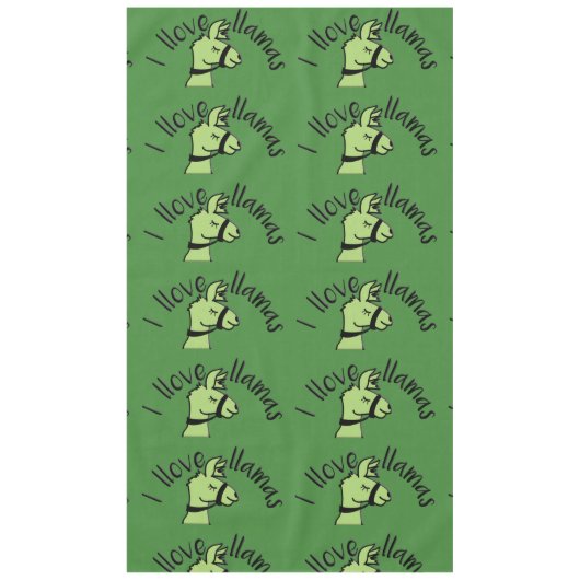 Adorables Llama Liebe I Llove Llamas Green Tischdecke (Vorderseite)