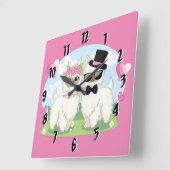 Adorables Llama Liebe Niedlich Llama Couple Pink Quadratische Wanduhr (Winkel)