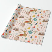 Adorables Niedliche Bunnies und Rentiere Geschenkpapier (Ungerollt)