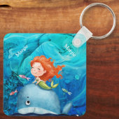 Adorables Ocean Creatures Mermaid and Whale Custom Schlüsselanhänger (Rückseite)