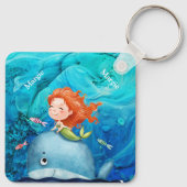 Adorables Ocean Creatures Mermaid and Whale Custom Schlüsselanhänger (Rückseite)