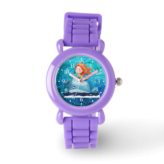 Adorables Ozeanwesen Meerjungfrau und Wal Armbanduhr (Vorderseite)