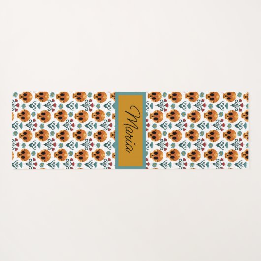 Adorables Skulls Day of the Dead Custom Yogamatte (Rückseite (Horizontal))