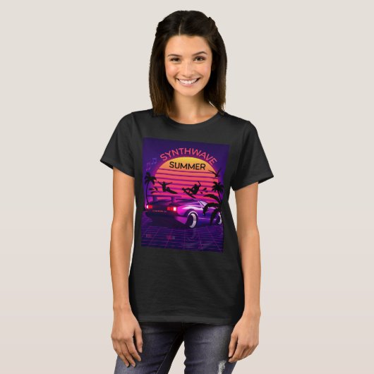 Adorables Synthwave/Vaporwave Retro 80er T - Shirt (Vorne ganz)