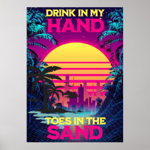 Adorables Synthwave/Vaporwave Retro 80er Tropical Poster