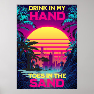 Adorables Synthwave/Vaporwave Retro 80er Tropical Poster