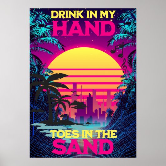 Adorables Synthwave/Vaporwave Retro 80er Tropical Poster (Vorne)