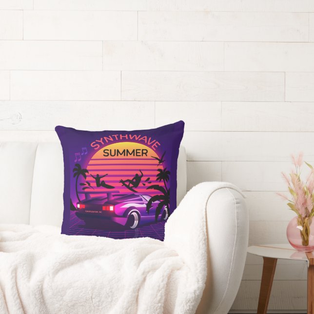Adorables Synthwave Vaporwave Retro Tropical Throw Kissen (Liege)