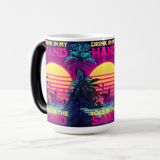 Adorables Synthwave Vaporwave Tropical Verwandlungstasse (Vorderseite Links)