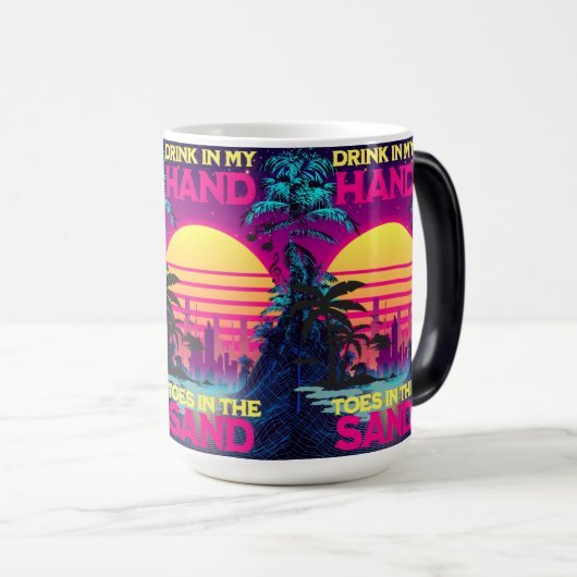 Adorables Synthwave Vaporwave Tropical Verwandlungstasse (VorderseiteRechts)