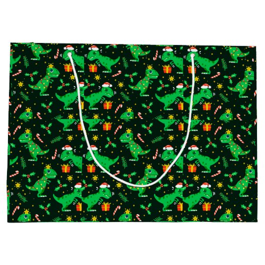Adorables Weihnachten Adorable Cartoon Dinosaurier Große Geschenktüte (Rückseite)