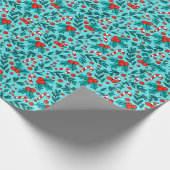 Adorables Weihnachtscreme und Kirschen Geschenkpapier (Ecke)