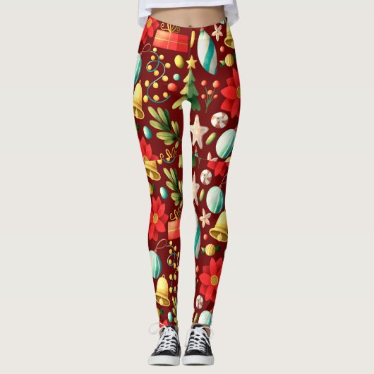 Adorables Weihnachtsgeschenke und Ornamente Leggings (Vorderseite)