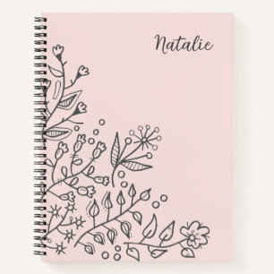 Adoralistisch mit Monogramm rosa, blumengrün Notizblock